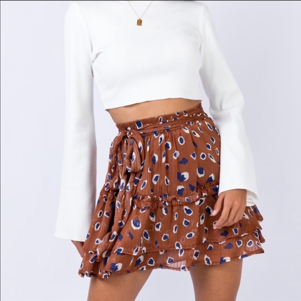 Polly Wharton leopard ruffle skirt size 8
